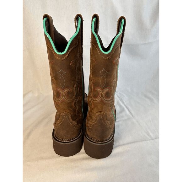 Women's Justin Gypsy Square Toe Boots Size 7B Brown/Turquoise Great Condition - Picture 9 of 9
